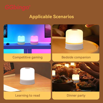 Ggbingo toque luz da noite recarregável controle remoto luz da noite rgb regulável candeeiro de mesa luz ambiente para o quarto sala estar
