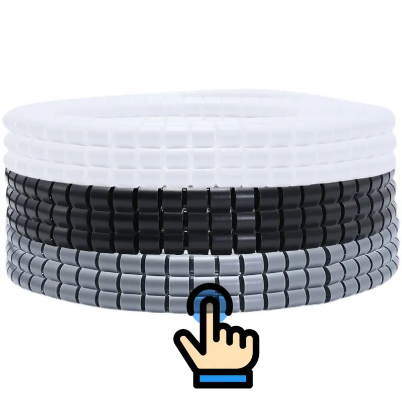 Protetor de capa de cabo, 2m, 8/10/16/22mm, organizador de mesa, cabo de computador, tubo de mordida, clipe, ferramentas de gerenciamento, enrolador espiral