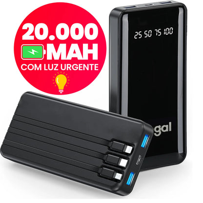 Power Bank 20000mAh com Lanterna Portátil Design Favos de Mel Bateria Externa Alta