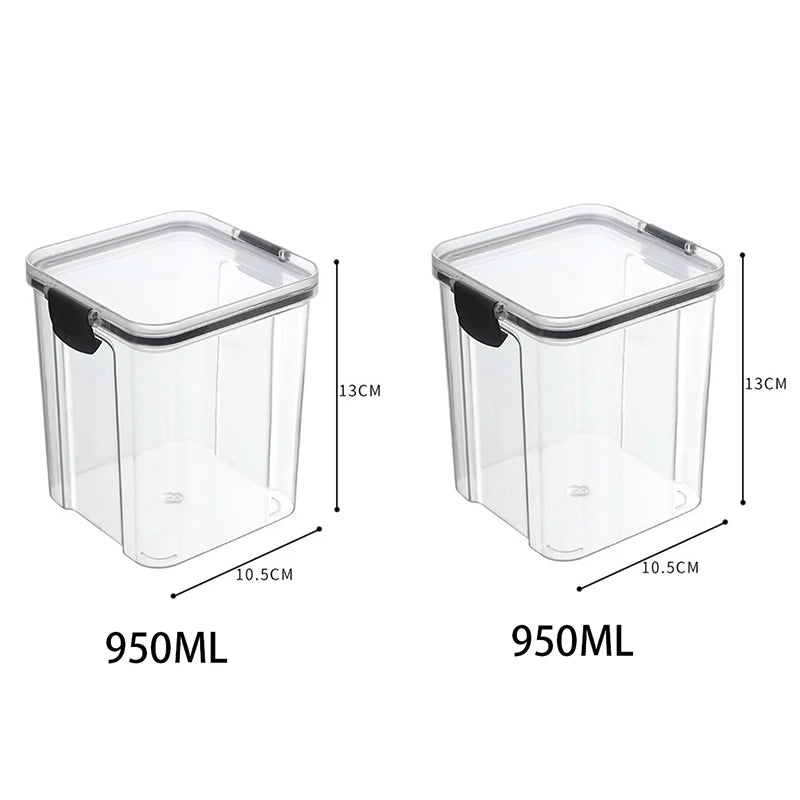 Frasco de armazenamento de alimentos selado transparente Organizador de cozinha de plástico Tanque Multigrain Frascos selados secos empilháveis Conjunto de 5pcs
