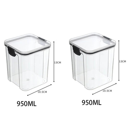 Frasco de armazenamento de alimentos selado transparente Organizador de cozinha de plástico Tanque Multigrain Frascos selados secos empilháveis Conjunto de 5pcs