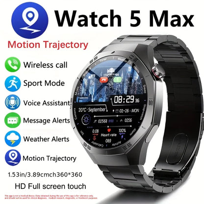 2025new para android e ios relógio inteligente masculino tela amoled gps trajetória de movimento freqüência cardíaca bluetooth chamadas smartwatch à prova dwaterproof água