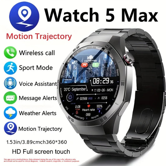 2025new para android e ios relógio inteligente masculino tela amoled gps trajetória de movimento freqüência cardíaca bluetooth chamadas smartwatch à prova dwaterproof água