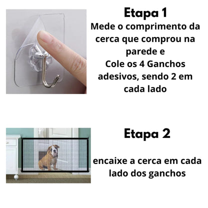 Cerca para Cães e Gatos Tela de Proteção para Portas Removível Premium Pet