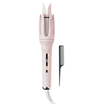 Modelador de Cabelo Automático Rosa 3 Temperaturas (160°C-200°C), Revestimento Cerâmico, Aquecimento Rápido, Cachos em Minutos