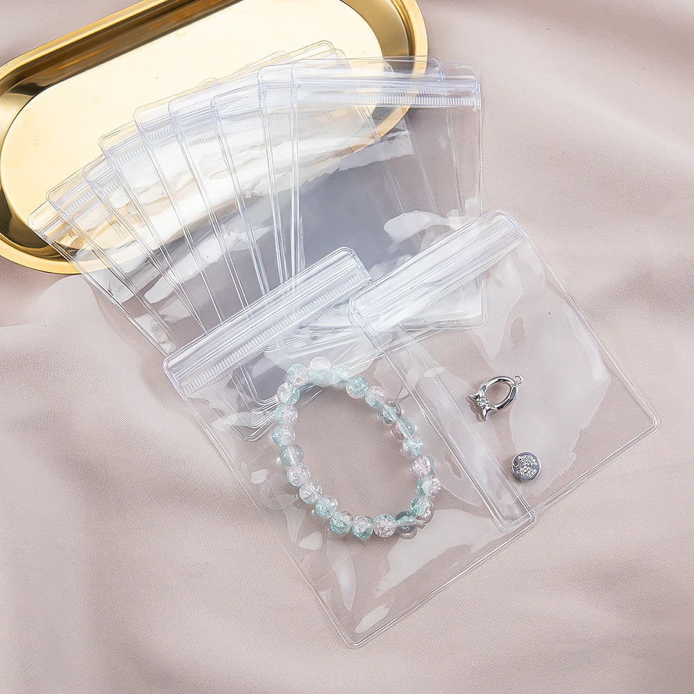 20 pçs malotes de jóias transparentes anti-oxidação zip lock sacos de armazenamento para brinco colar pulseira diy exibição embalagem