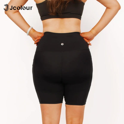 Shorts de ginástica femininos，Calça de ioga elástica，Shorts de bolso portátil，Calça legging de corrida，Respirável no verão