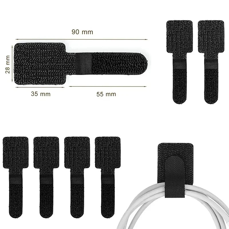 Releasable Nylon Abraçadeiras, Loop Reutilizável, Hoop Tape, Correias Laço, Mouse, Fones de ouvido, Gerenciamento de fio, 20 pcs, 10 pcs, 5pcs