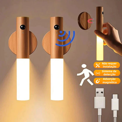 Luminária Led Recarregável Portátil Bastão com Sensor de Movimento para Mesa e Parede