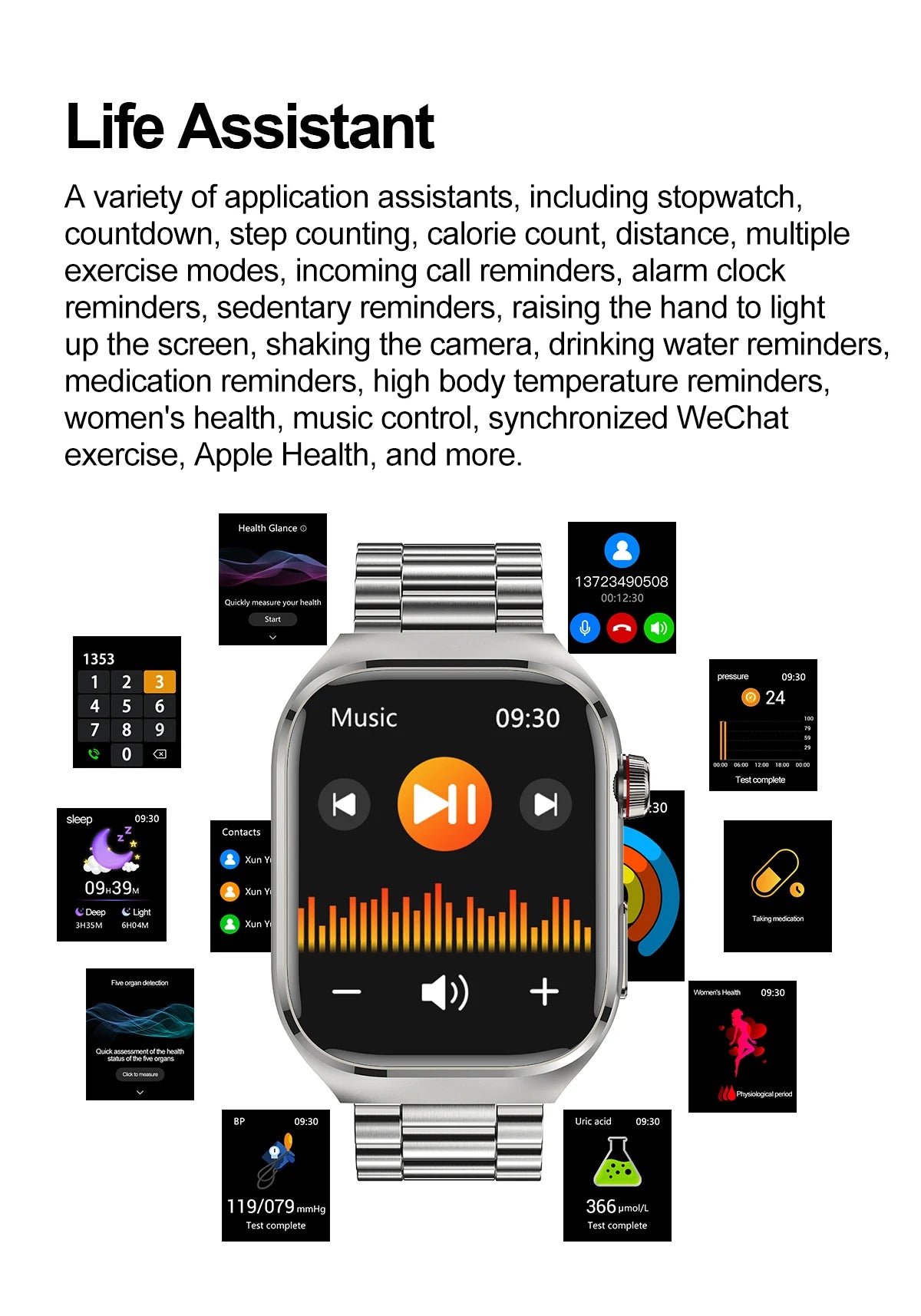 2025new micro exame físico relógio inteligente para homens ácido úrico gordura corporal cinco órgãos relógios de saúde bluetooth chamada smartbracelet