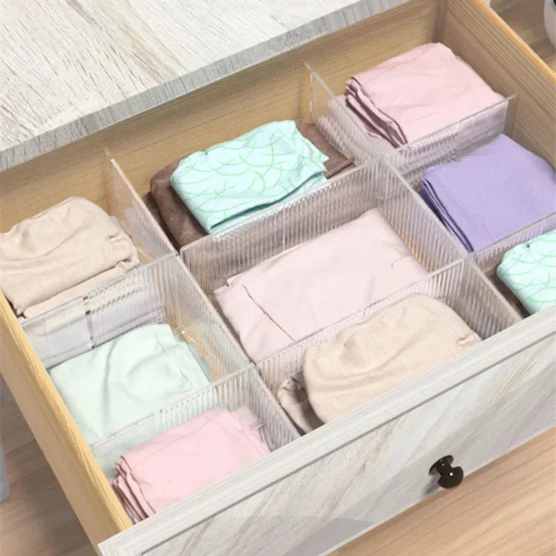 Divisor organizador de gaveta de plástico, divisor de armazenamento de gaveta ajustável diy, separador para meias, roupas íntimas e papelaria escolar