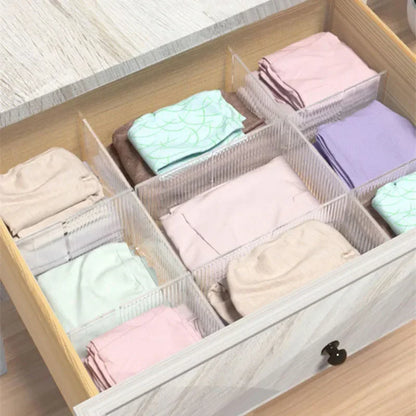 Divisor organizador de gaveta de plástico, divisor de armazenamento de gaveta ajustável diy, separador para meias, roupas íntimas e papelaria escolar