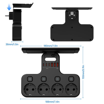 4000w ue plug power strip tomada multifuncional inteligente luz noturna interruptor independente tomada padrão europeu com portas usb c