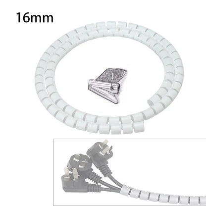 Protetor de capa de cabo, 2m, 8/10/16/22mm, organizador de mesa, cabo de computador, tubo de mordida, clipe, ferramentas de gerenciamento, enrolador espiral