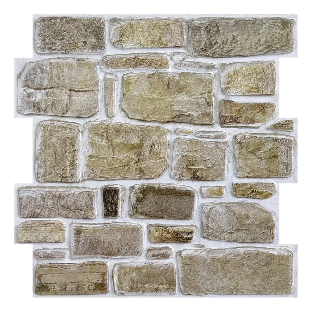Painéis de parede de pedra falsa 3D, Peel and Stick Tile, Adesivo decorativo de parede, Auto-adesivo, 1 pc, 10pcs