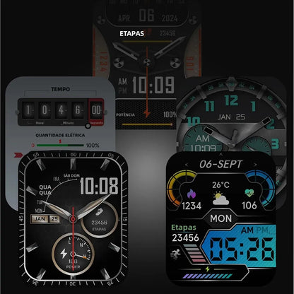 Relógio Inteligente Eletrônico com Chamada BT, Monitor de Frequência Cardíaca, Smartwatch, Rastreador de Fitness, Relógios Esportivos à Prova d'Água para Homens e Mulheres Android 2026