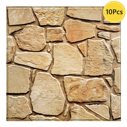Painéis de parede de pedra falsa 3D, Peel and Stick Tile, Adesivo decorativo de parede, Auto-adesivo, 1 pc, 10pcs