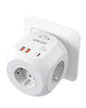 LENCENT Extensor de Tomada de Parede com 3 Tomadas AC 3 Portas USB E 1 Tipo C 7-em 1 EU Plug Charger On/Off Switch para Casa