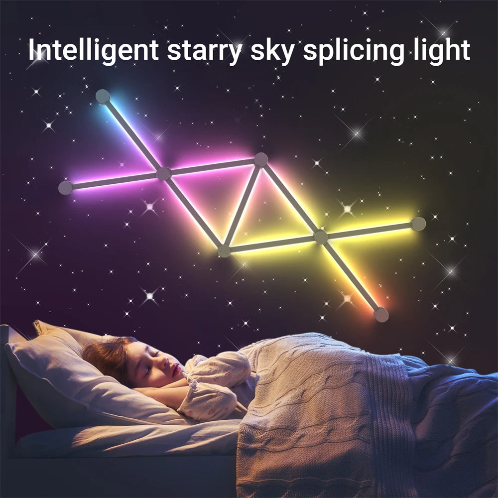 Luz de emenda diy atmosfera luz rgb inteligente luz de parede lâmpada controle voz para sala esports quarto barra decoração luz da noite