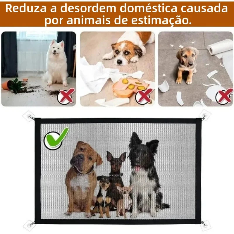 Cerca para Cães e Gatos Tela de Proteção para Portas Removível Premium Pet