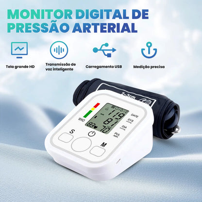 Monitor de Pressão Arterial Digital para Braço, Automático e Preciso, Ideal para Uso Doméstico, Ideal para Idosos e Monitoramento Diário