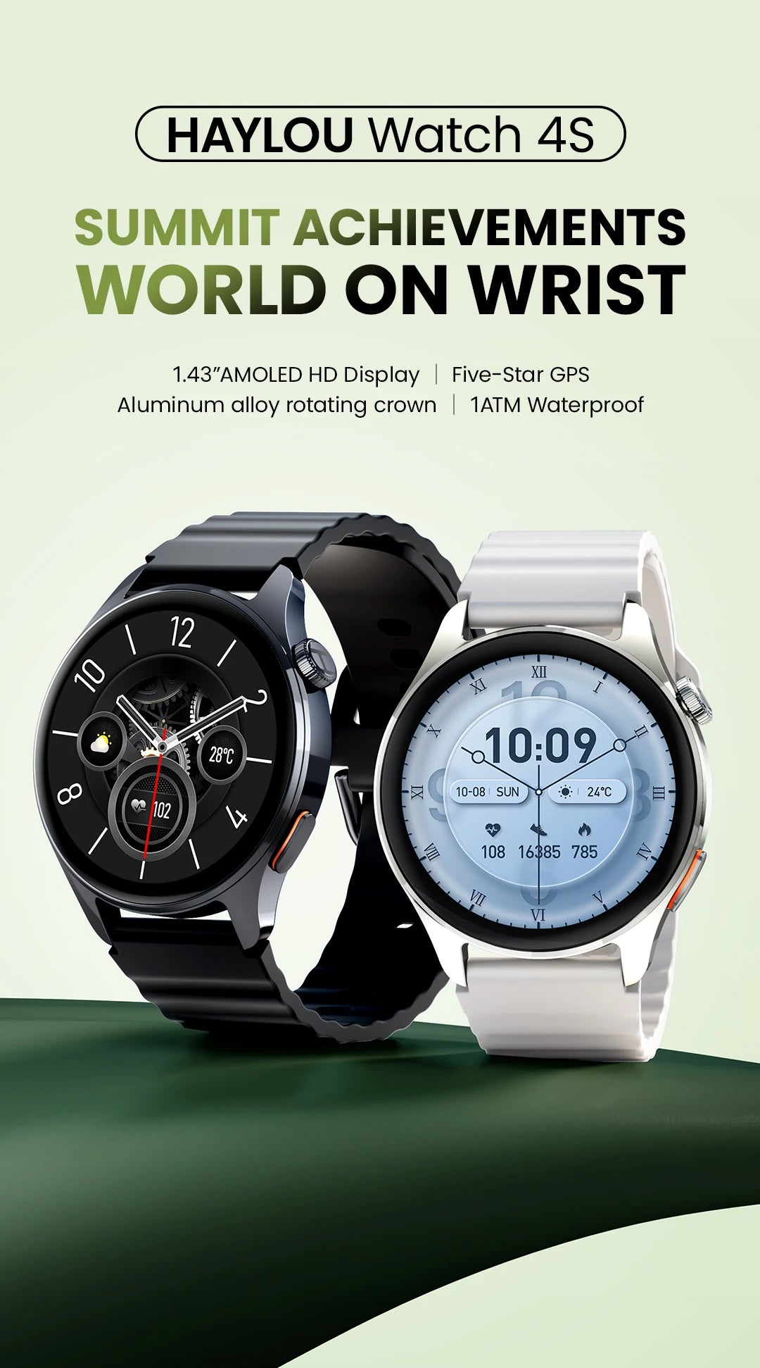 Relógio HAYLOU 4S GPS Smartwatch com Tela HD AMOLED de 1.43”, Posicionamento GPS por 5 Satélites, 120+ Modos de Treino, Relógio Inteligente para Fitness