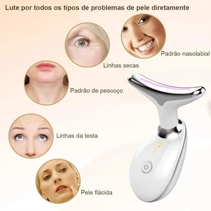 Portátil Beleza Pele Firmeza Pescoço Led Vibração Fóton Levanta A Anti-Rugas Remover Massageador