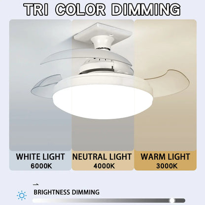 Ventilador de teto LED 30W E27 com controle remoto para escurecimento, adequado para sala de estar, estudo, uso doméstico, 110-265V