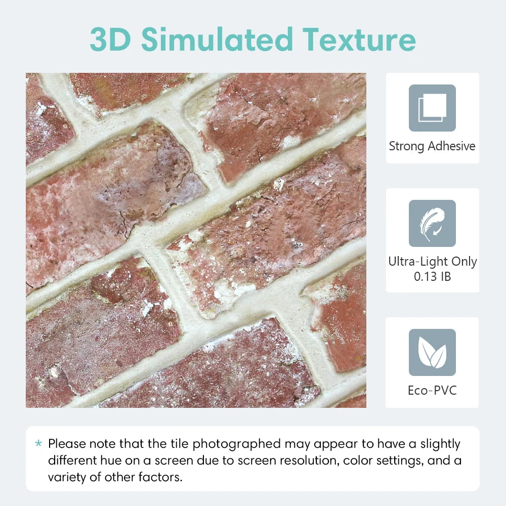 10 painéis de parede 3D descascam e colar, adesivos de parede de tijolo 3D, azulejo adesivo backsplash cozinha, decoração de banheiro