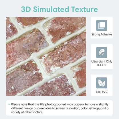 10 painéis de parede 3D descascam e colar, adesivos de parede de tijolo 3D, azulejo adesivo backsplash cozinha, decoração de banheiro