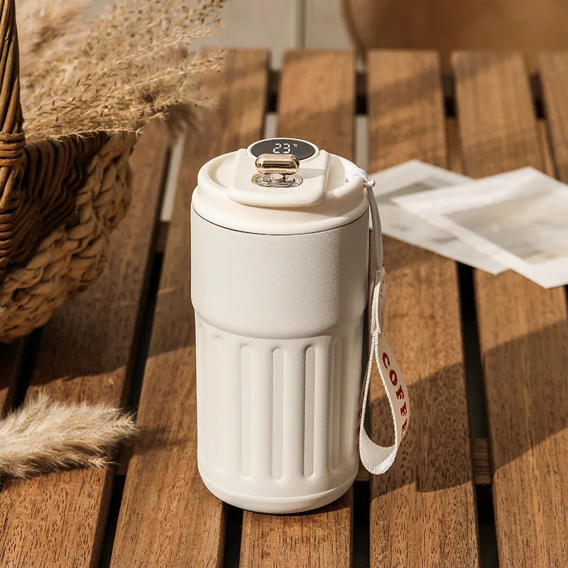 Copo de café com display digital inteligente de temperatura LED Garrafa térmica de aço inoxidável mantém frio e calor caneca térmica copo esportivo