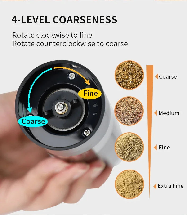 Moedor elétrico recarregável usb de sal e pimenta, aspereza ajustável, grande capacidade, moedores de especiarias automáticos, ferramenta de cozinha
