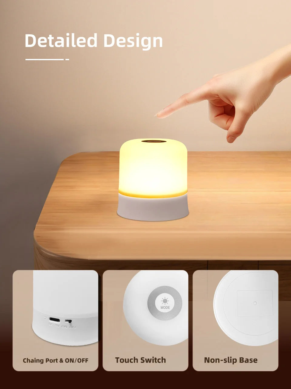 Ggbingo toque luz da noite recarregável controle remoto luz da noite rgb regulável candeeiro de mesa luz ambiente para o quarto sala estar