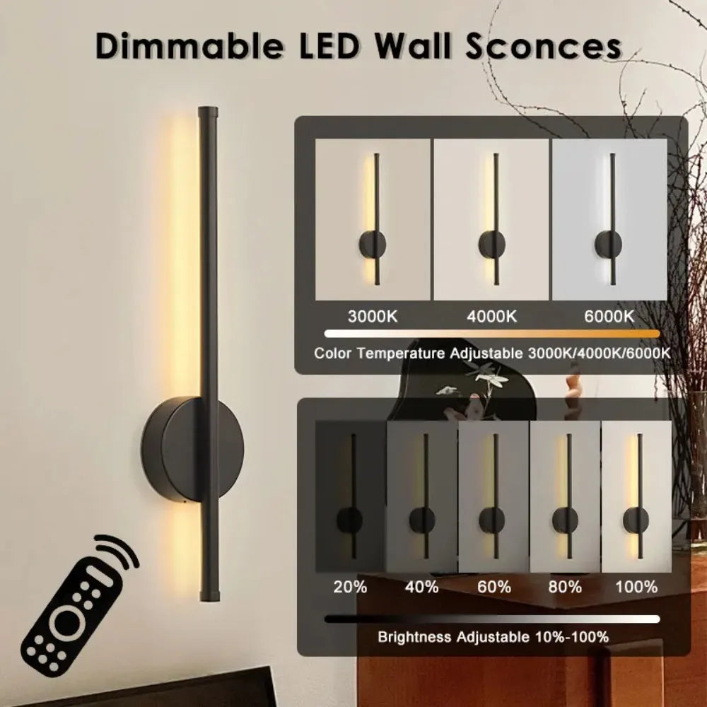 Luminária de parede magnética recarregável 50, preta, dourada, para sala de estar, quarto, corredor, estudo, escada, vestiário, iluminação led, fiação grátis