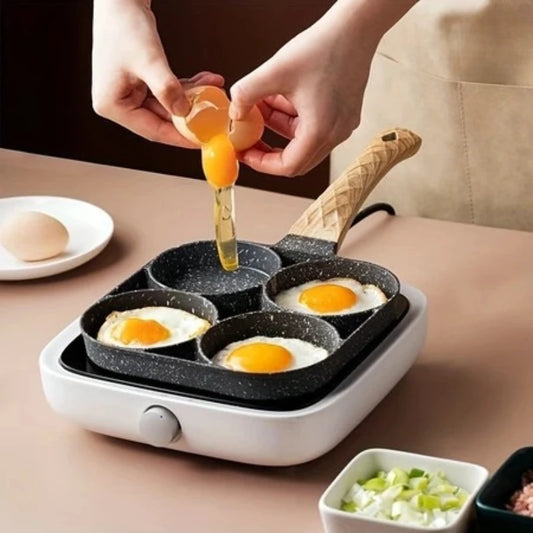 Frigideira Antiaderente Multifuncional 4 Funções para Ovos, Hambúrguer e Omelete