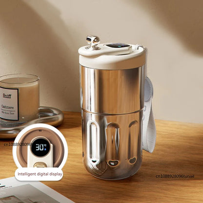 Copo de café com display digital inteligente de temperatura LED Garrafa térmica de aço inoxidável mantém frio e calor caneca térmica copo esportivo