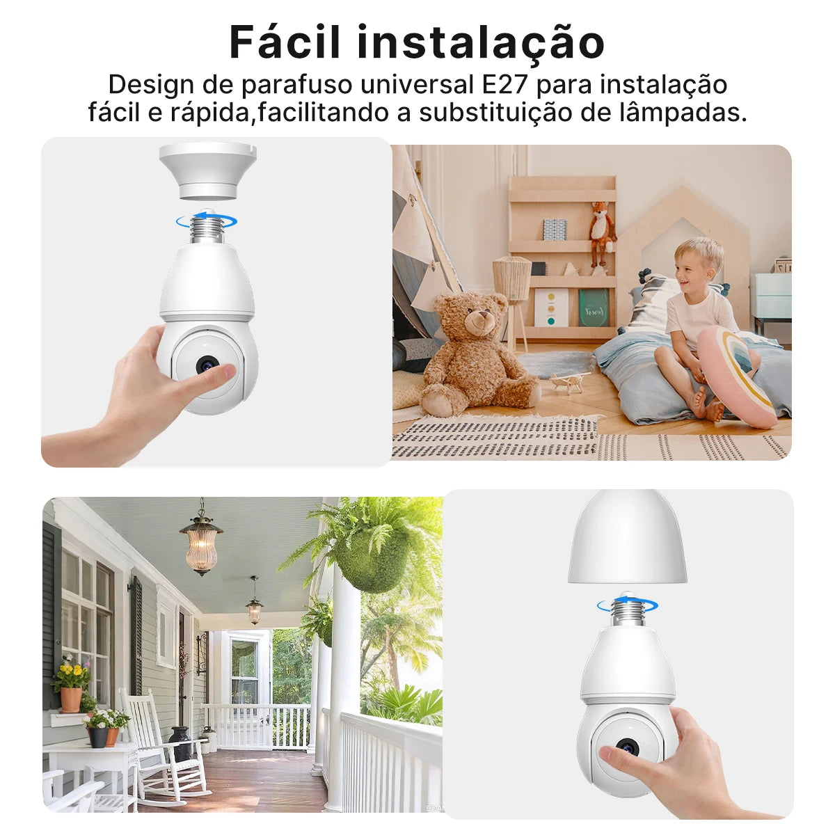 Câmera de rede sem fio com lâmpada E27 Câmera inteligente para casa ao ar livre à prova d'água com áudio bidirecional icsee