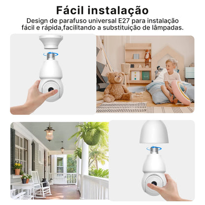 Câmera de rede sem fio com lâmpada E27 Câmera inteligente para casa ao ar livre à prova d'água com áudio bidirecional icsee