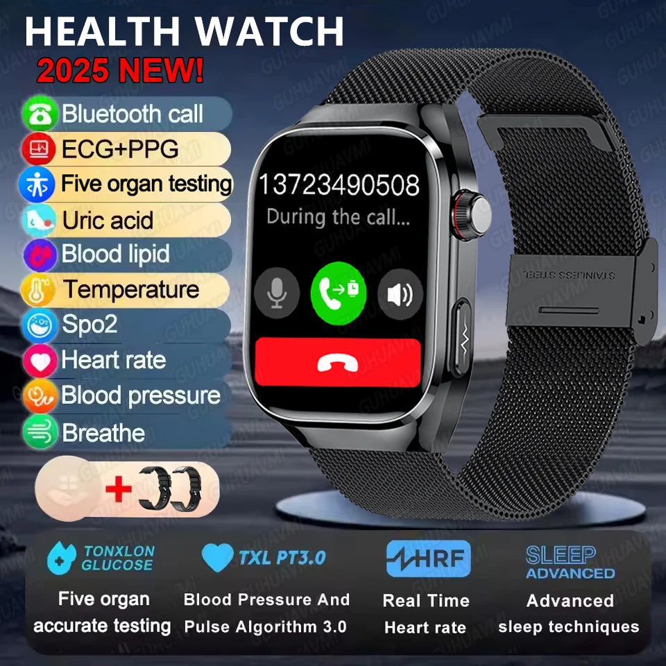 2025new micro exame físico relógio inteligente para homens ácido úrico gordura corporal cinco órgãos relógios de saúde bluetooth chamada smartbracelet