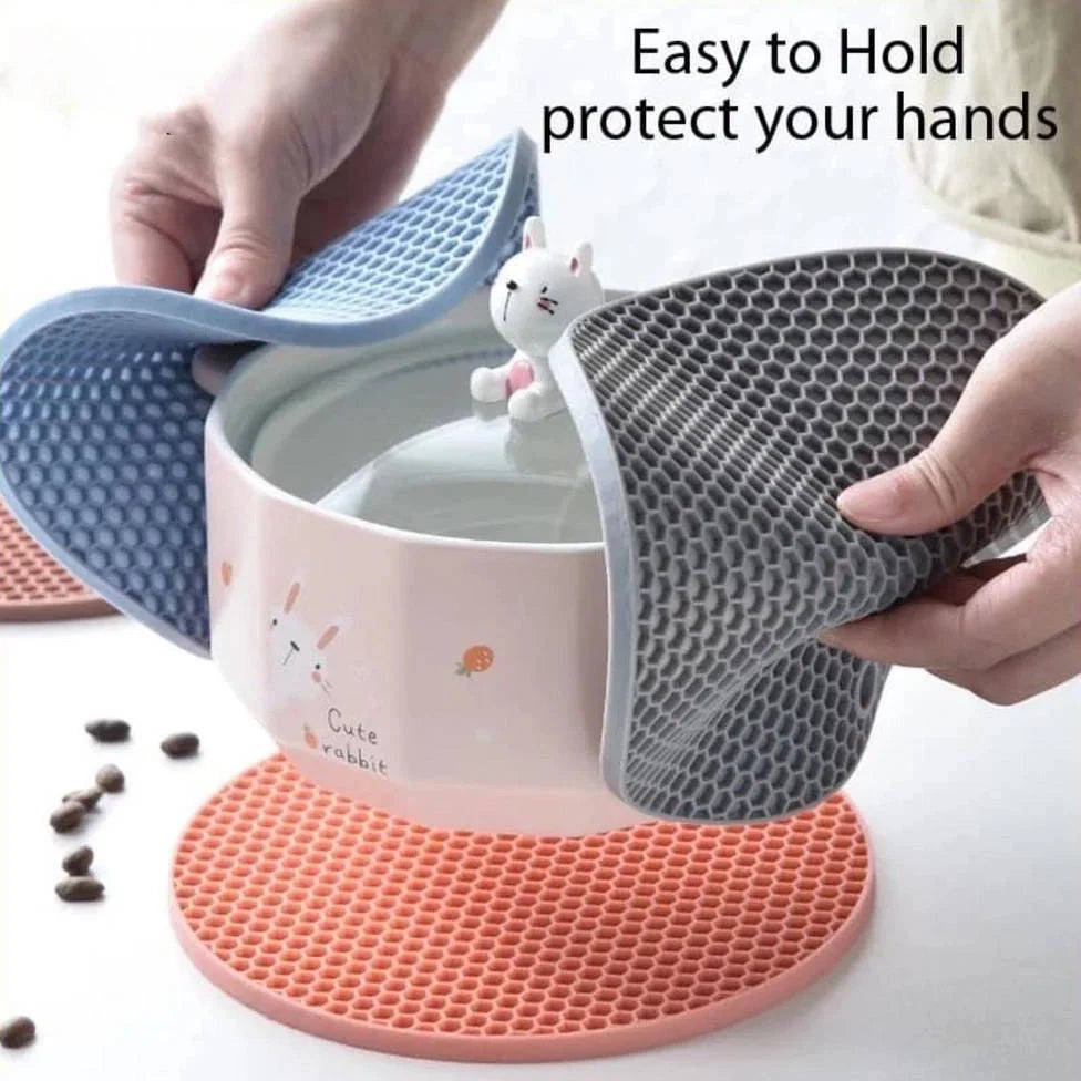Kit 4 Descansos Panela em Silicone Protetor Resistente Antiderrapante Coaster Para Talheres