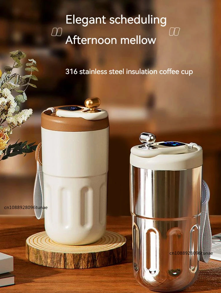 Copo de café com display digital inteligente de temperatura LED Garrafa térmica de aço inoxidável mantém frio e calor caneca térmica copo esportivo