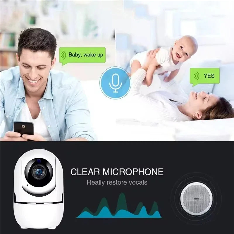 Câmera IP Wi-Fi para Casa Inteligente com Rastreamento Automático 1620P Visão Noturna Completa Rede Sem Fio CCTV Vídeo Câmera de Segurança para Bebês