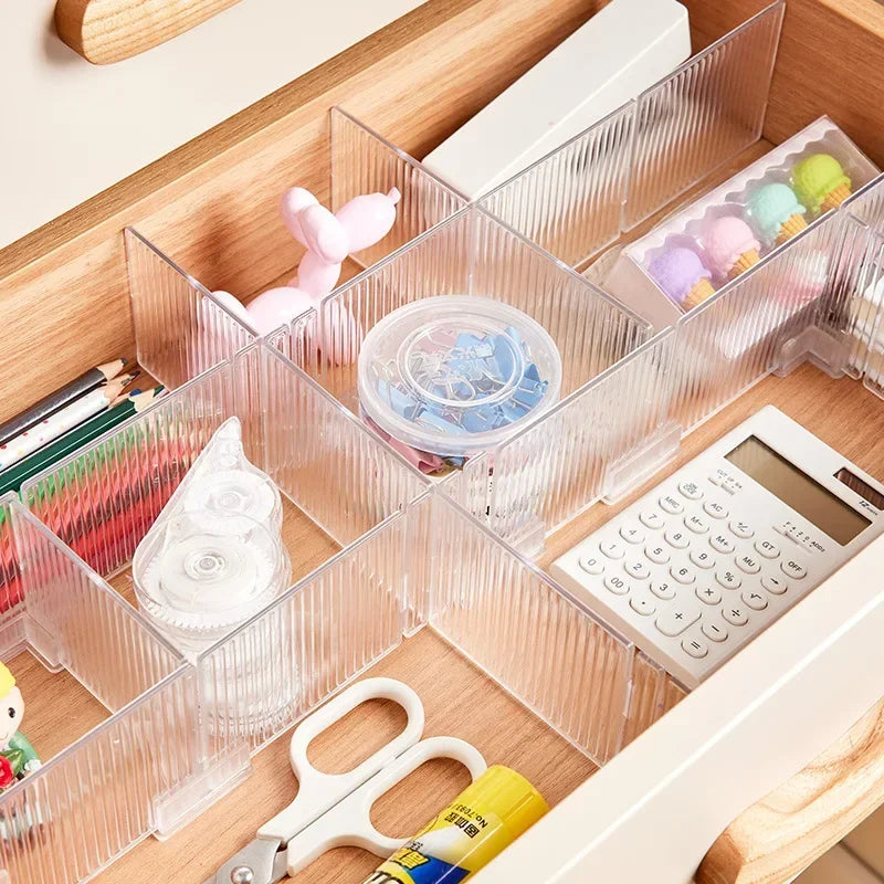 Divisor organizador de gaveta de plástico, divisor de armazenamento de gaveta ajustável diy, separador para meias, roupas íntimas e papelaria escolar
