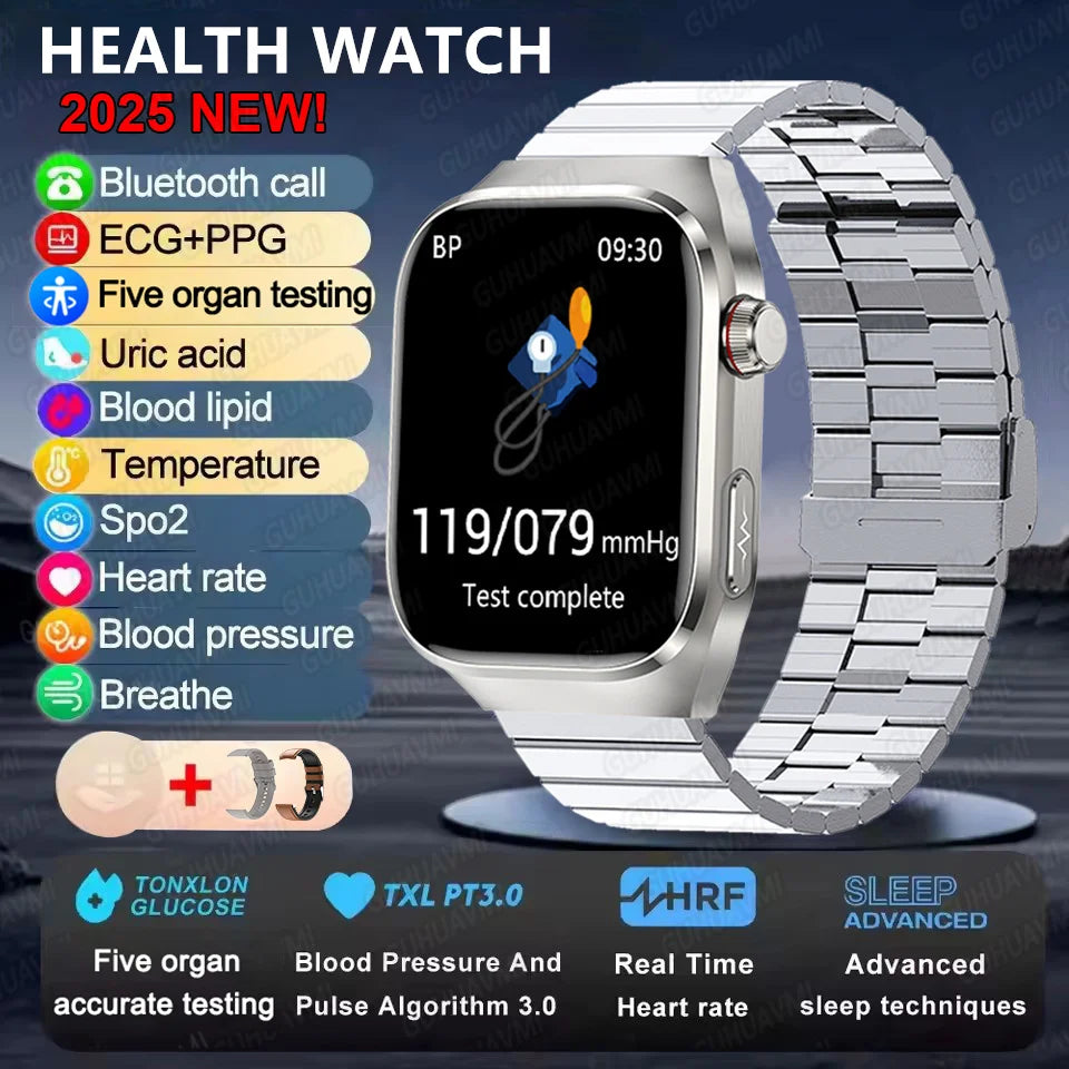 2025new micro exame físico relógio inteligente para homens ácido úrico gordura corporal cinco órgãos relógios de saúde bluetooth chamada smartbracelet