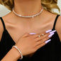 Conjuntos de jóias minimalistas para mulheres, colares elegantes com brincos e pulseiras, banquete e acessórios de festa, 4 unid