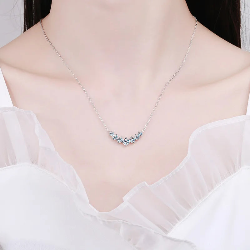 Colar de moissanite para mulheres, joias finas de casamento com certificados, prata esterlina 925 banhada a ouro branco 18k