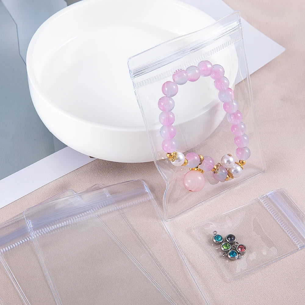 20 pçs malotes de jóias transparentes anti-oxidação zip lock sacos de armazenamento para brinco colar pulseira diy exibição embalagem