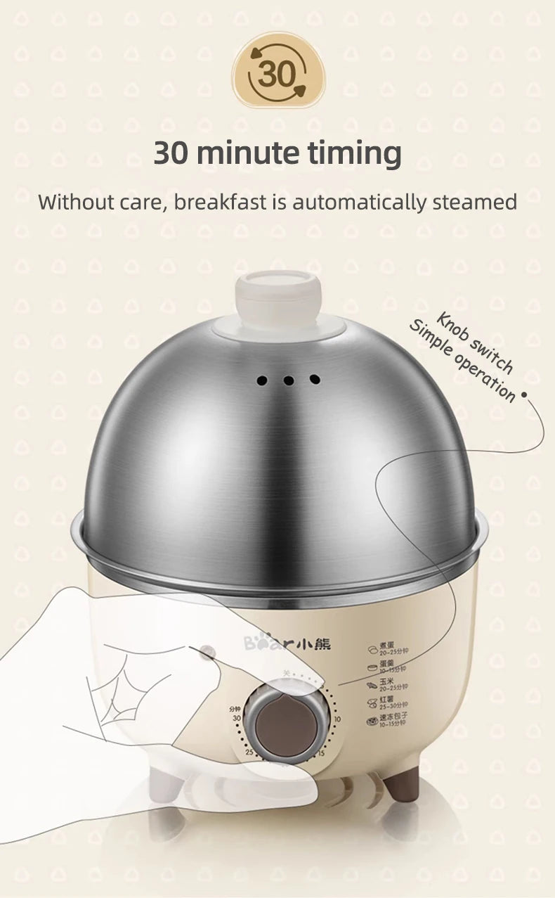 Caldeira elétrica para ovos, 360w, máquina de café da manhã, multicooker, vaporizador automático, panelas para ovos, creme de ovo doméstico, fogão a vapor com temporizador