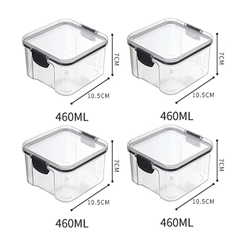 Frasco de armazenamento de alimentos selado transparente Organizador de cozinha de plástico Tanque Multigrain Frascos selados secos empilháveis Conjunto de 5pcs