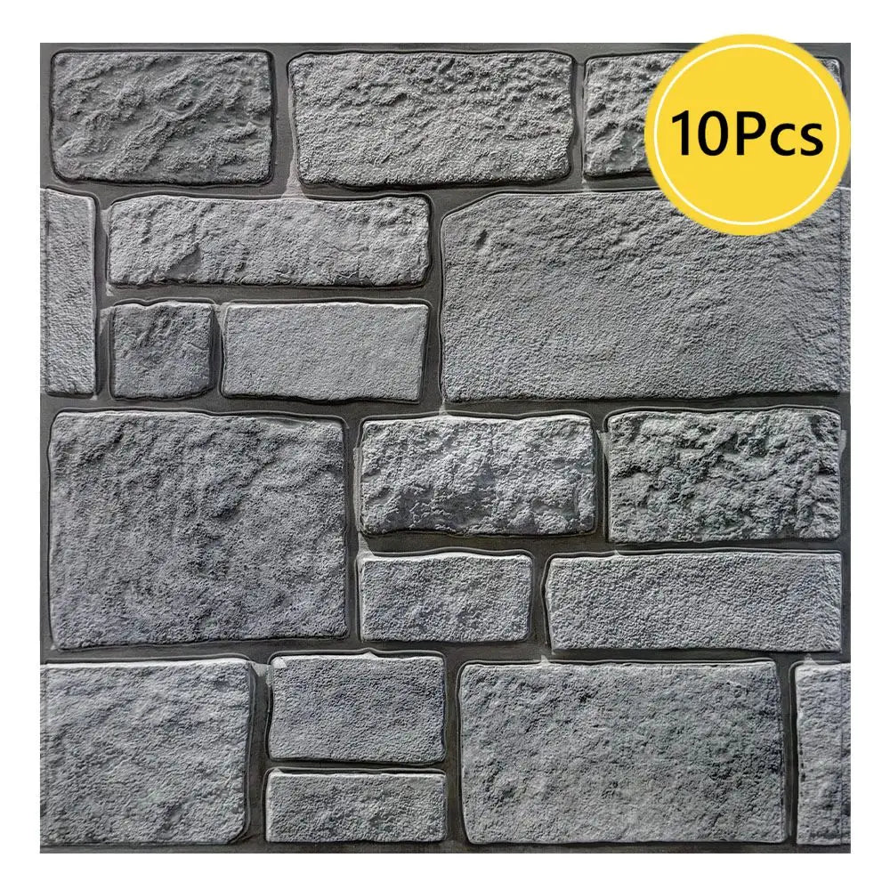 Painéis de parede de pedra falsa 3D, Peel and Stick Tile, Adesivo decorativo de parede, Auto-adesivo, 1 pc, 10pcs